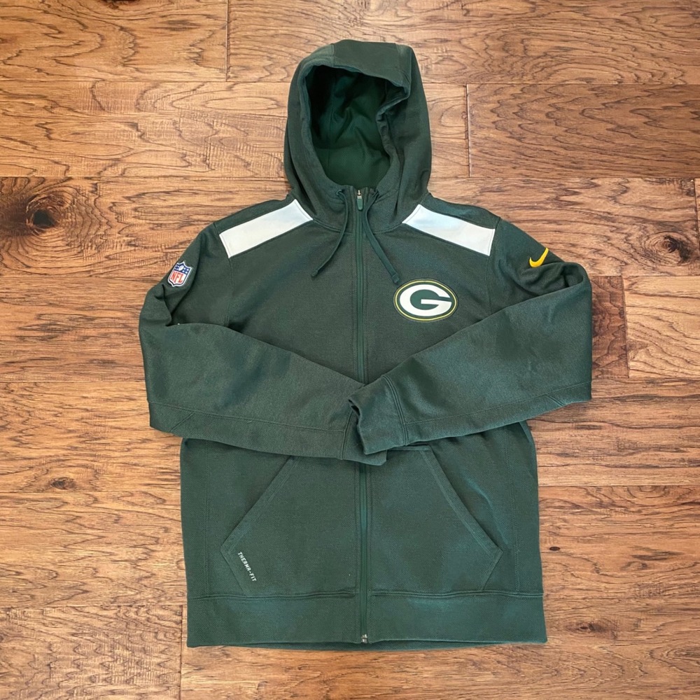 Nike Green Bay Packers Full Zip Hoodie Mens Medium Green NFL Therma-FIT Hoodie